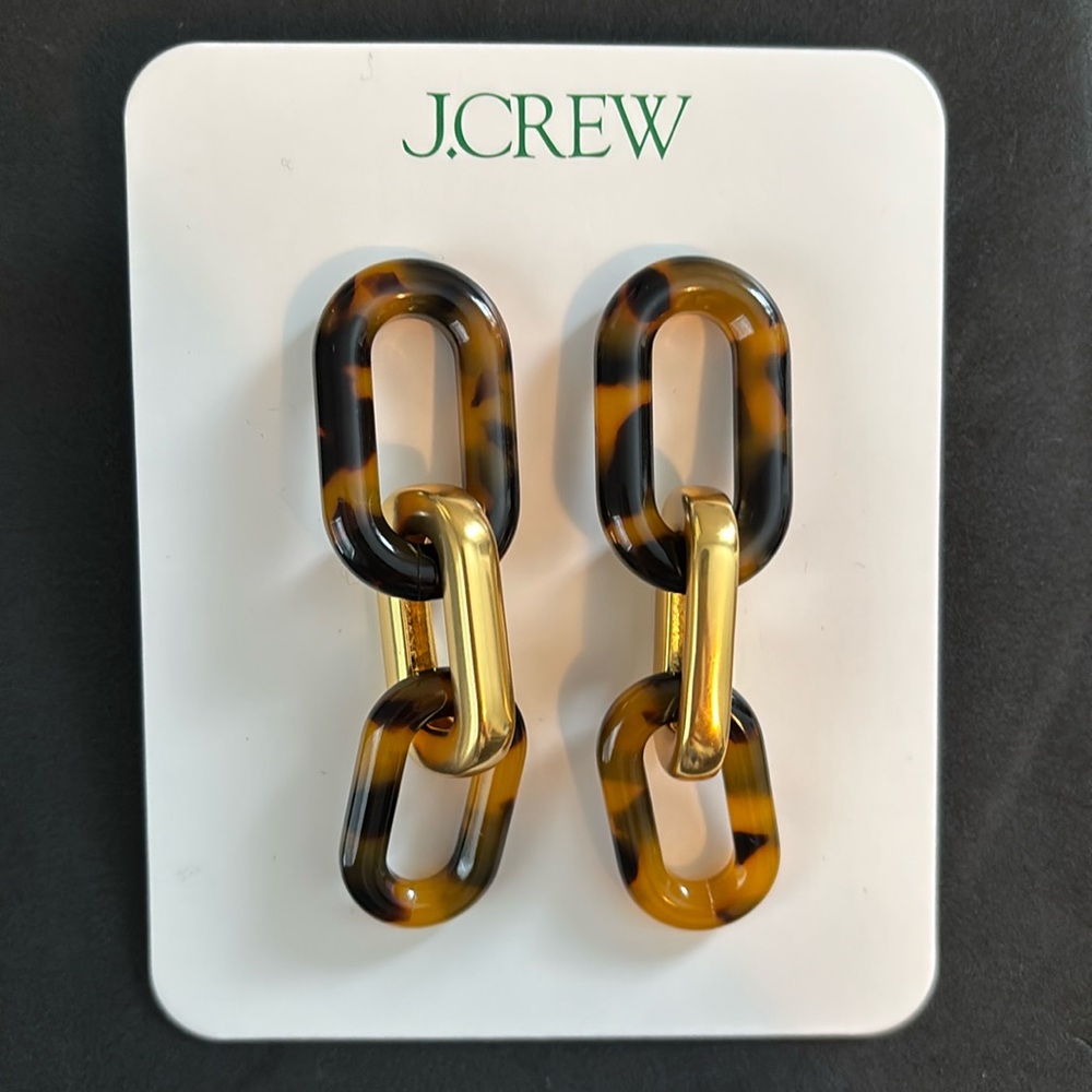 NWOT, Orig $68 - J.Crew Tortoiseshell Chainlink Earrings